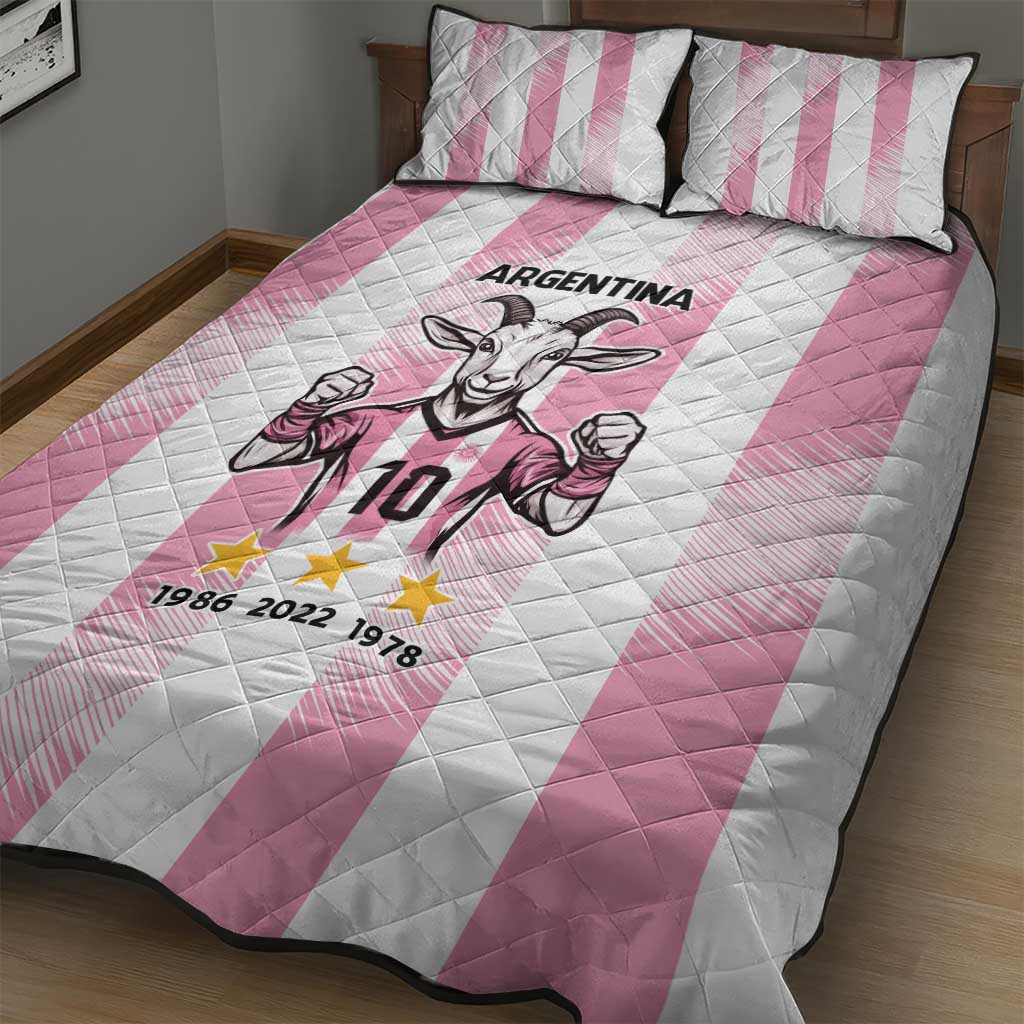 Pink Argentina 10 Goat Quilt Bed Set History Champions World Cup