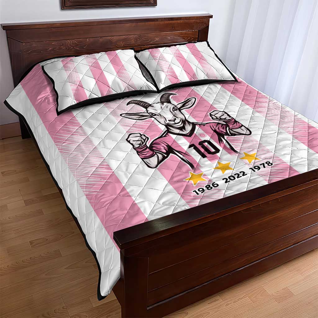 Pink Argentina 10 Goat Quilt Bed Set History Champions World Cup