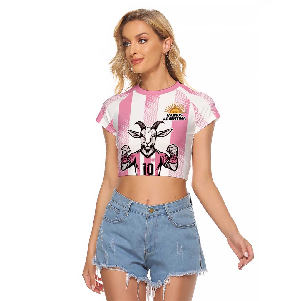 Pink Argentina 10 Goat Raglan Cropped T Shirt History Champions World Cup