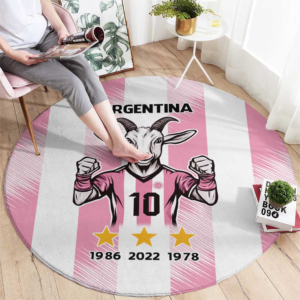 Pink Argentina 10 Goat Round Carpet History Champions World Cup
