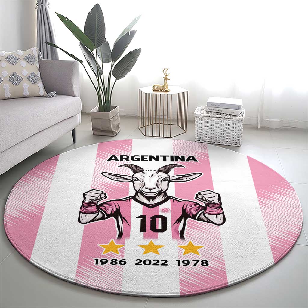 Pink Argentina 10 Goat Round Carpet History Champions World Cup