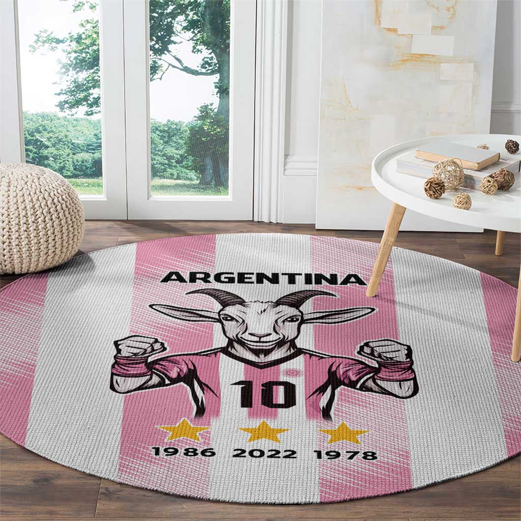 Pink Argentina 10 Goat Round Carpet History Champions World Cup