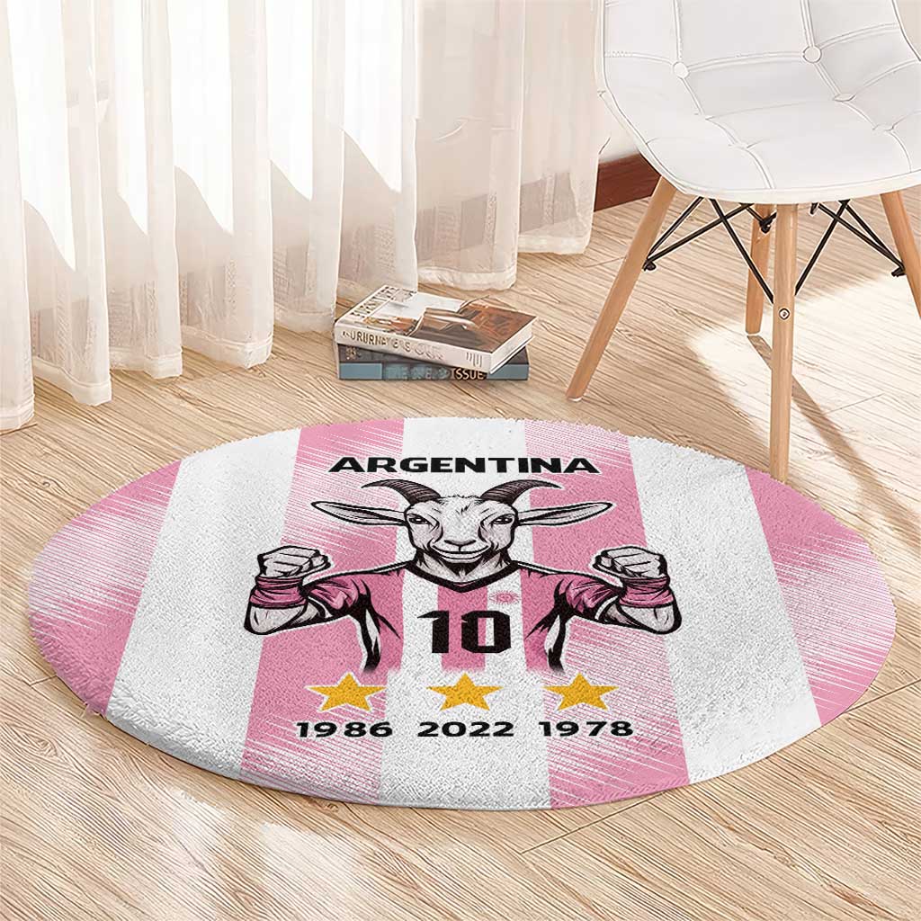 Pink Argentina 10 Goat Round Carpet History Champions World Cup