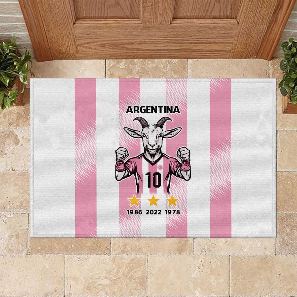 Pink Argentina 10 Goat Rubber Doormat History Champions World Cup