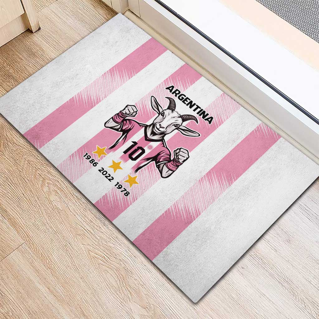 Pink Argentina 10 Goat Rubber Doormat History Champions World Cup