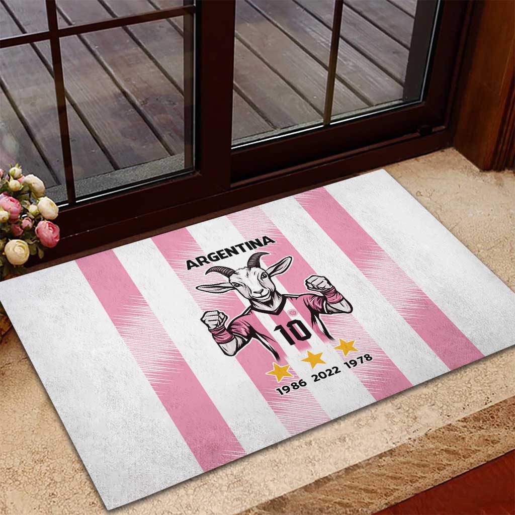 Pink Argentina 10 Goat Rubber Doormat History Champions World Cup