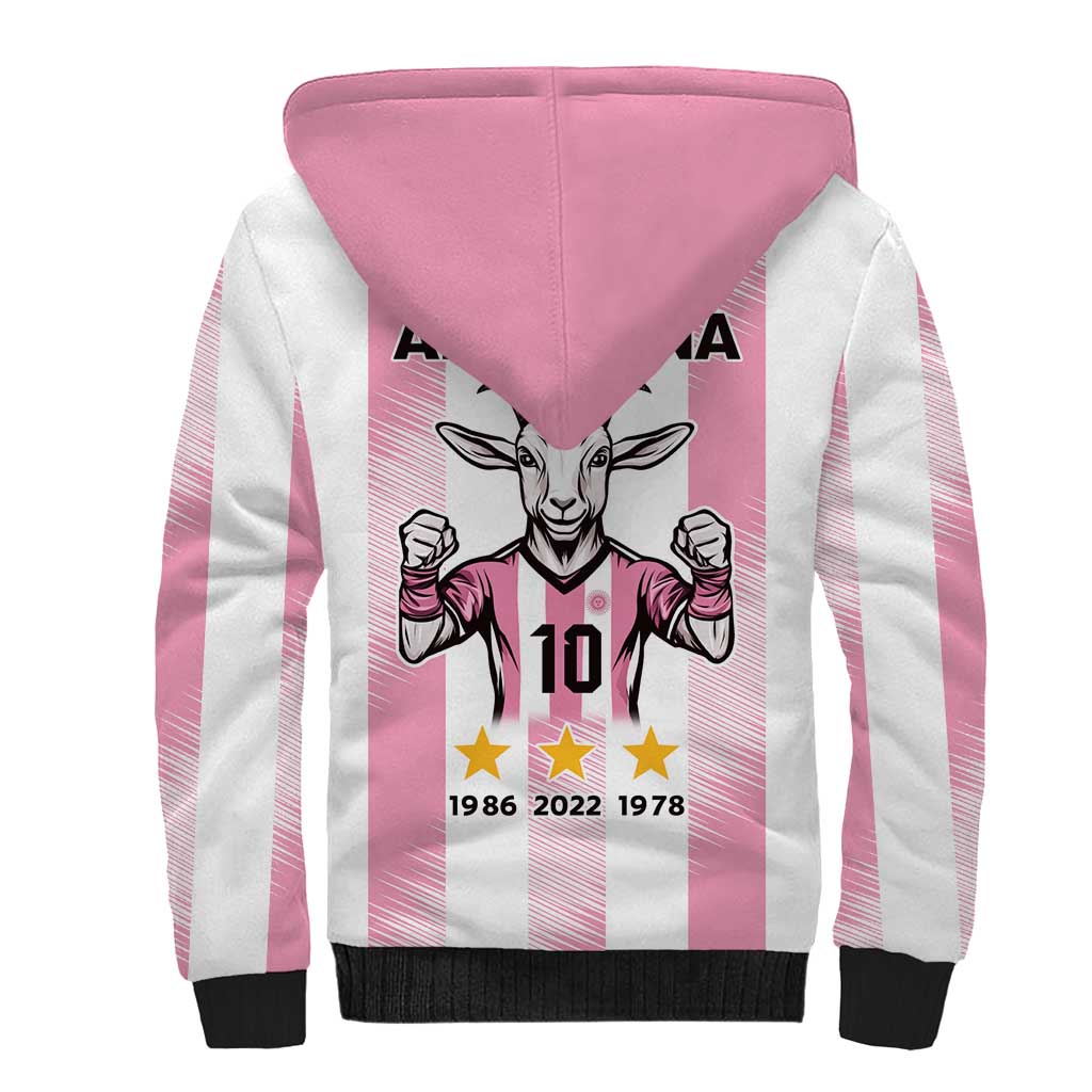 Pink Argentina 10 Goat Sherpa Hoodie History Champions World Cup