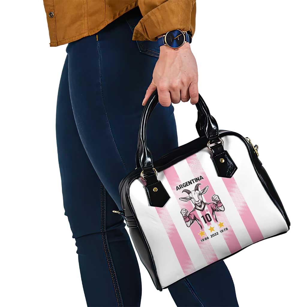 Pink Argentina 10 Goat Shoulder Handbag History Champions World Cup