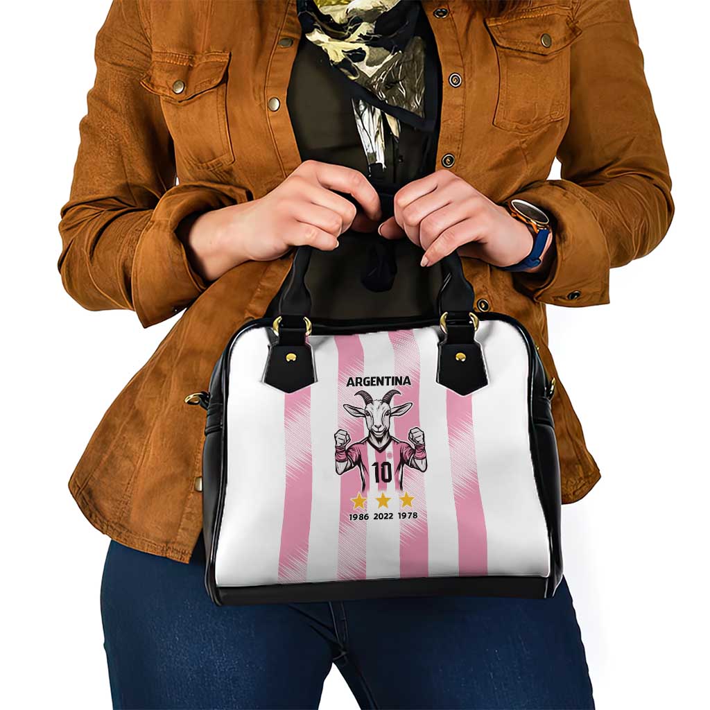 Pink Argentina 10 Goat Shoulder Handbag History Champions World Cup