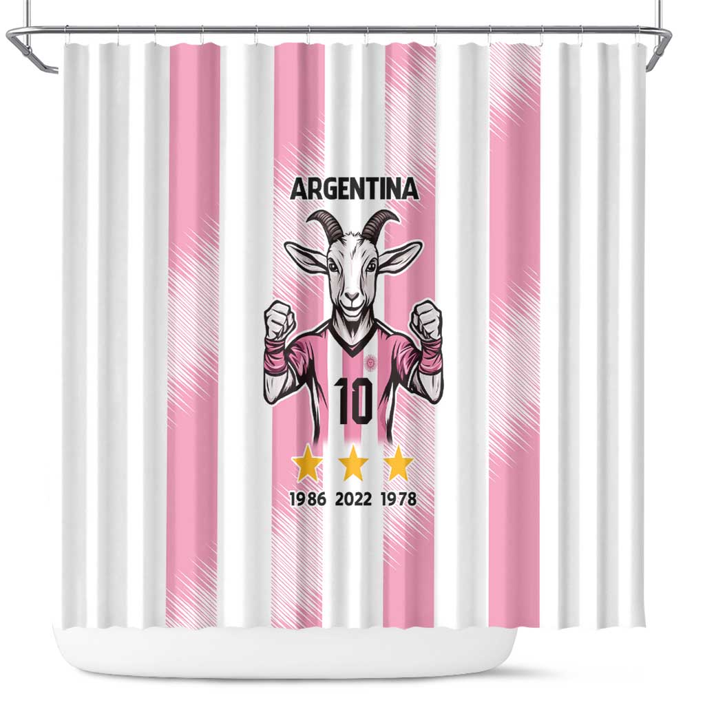Pink Argentina 10 Goat Shower Curtain History Champions World Cup