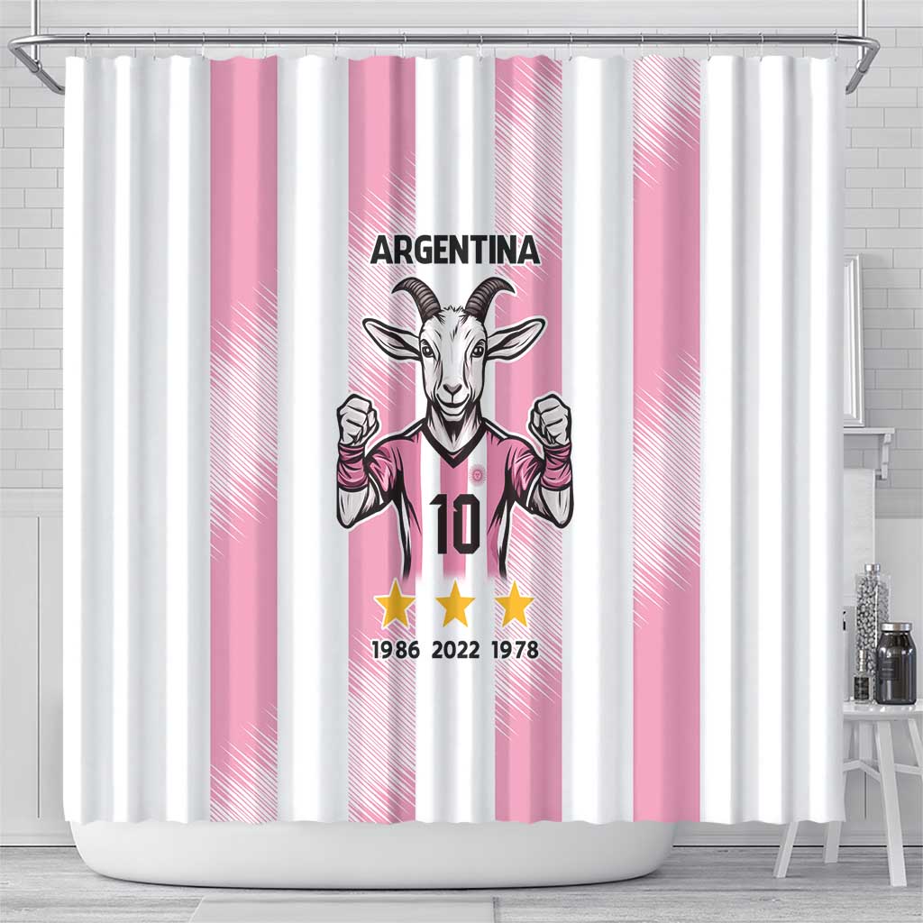 Pink Argentina 10 Goat Shower Curtain History Champions World Cup