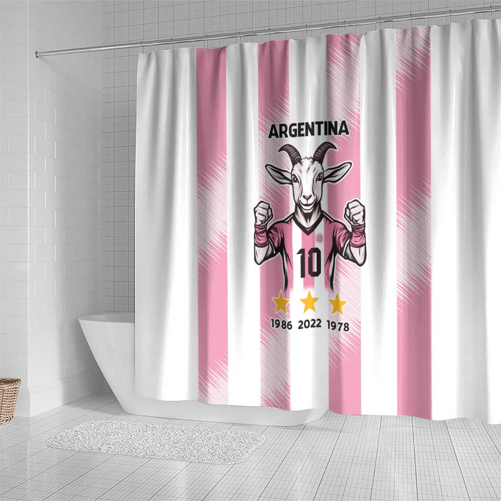 Pink Argentina 10 Goat Shower Curtain History Champions World Cup