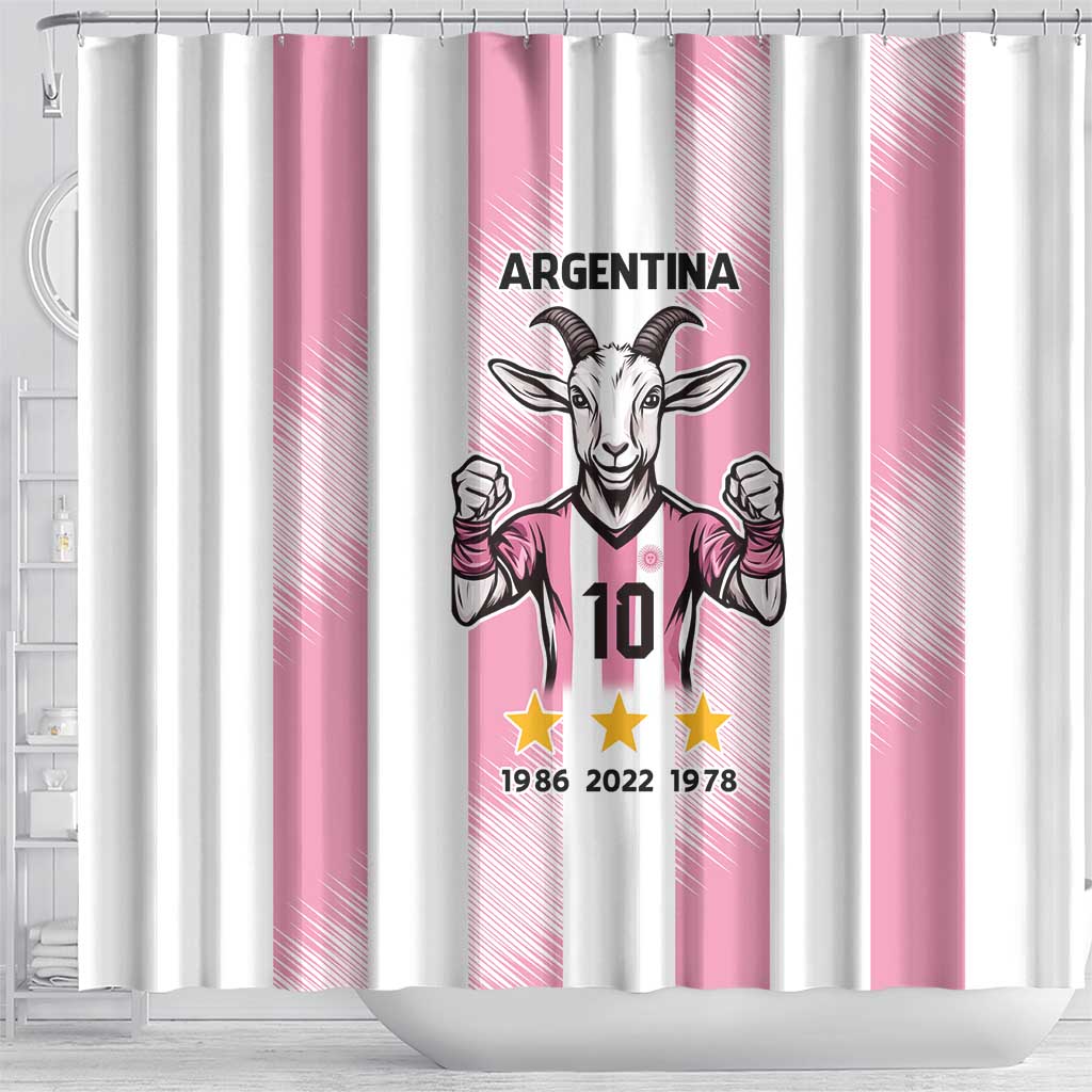 Pink Argentina 10 Goat Shower Curtain History Champions World Cup