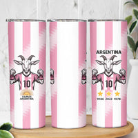 Pink Argentina 10 Goat Skinny Tumbler History Champions World Cup