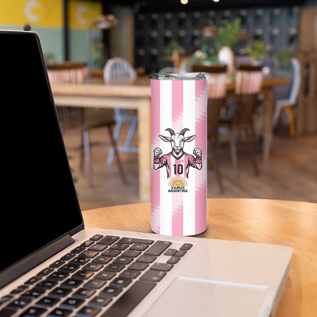 Pink Argentina 10 Goat Skinny Tumbler History Champions World Cup