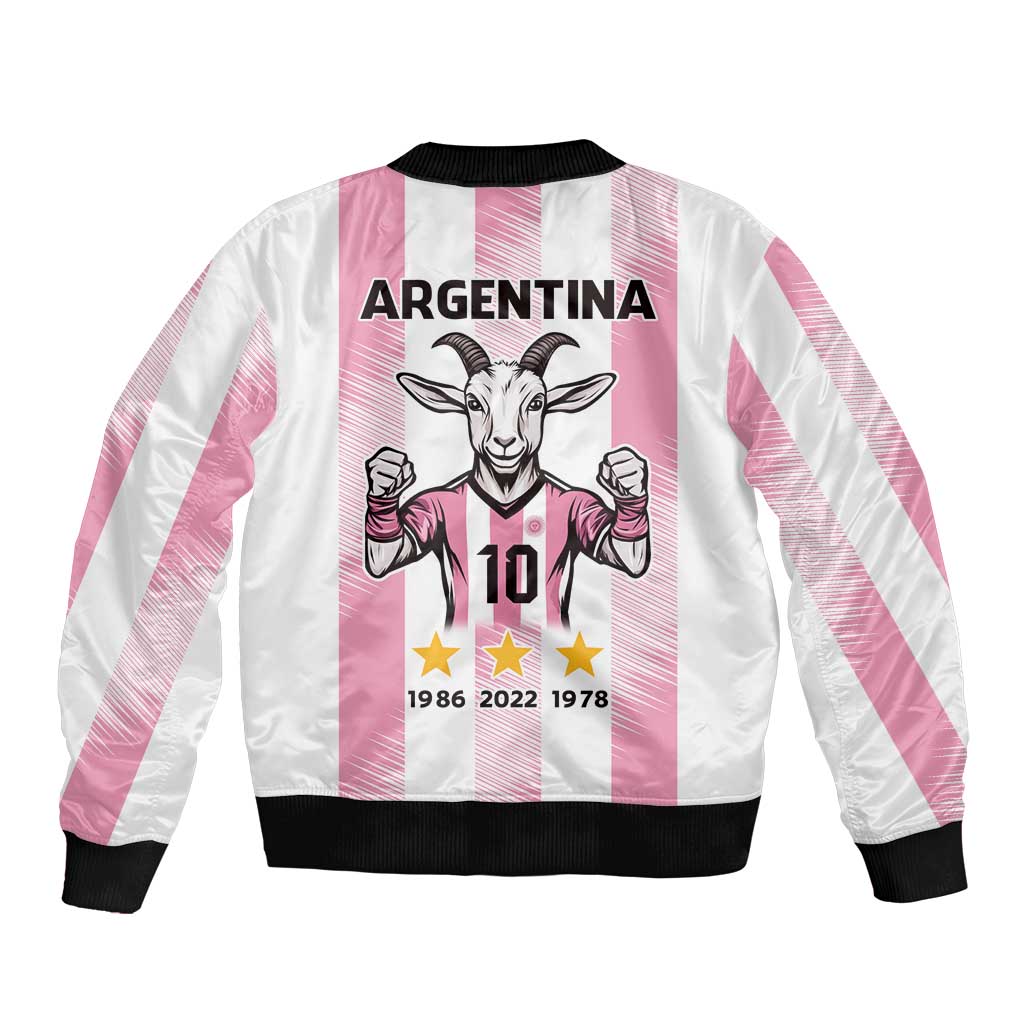 Pink Argentina 10 Goat Sleeve Zip Bomber Jacket History Champions World Cup