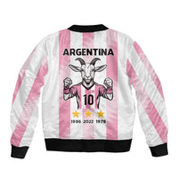 Pink Argentina 10 Goat Sleeve Zip Bomber Jacket History Champions World Cup