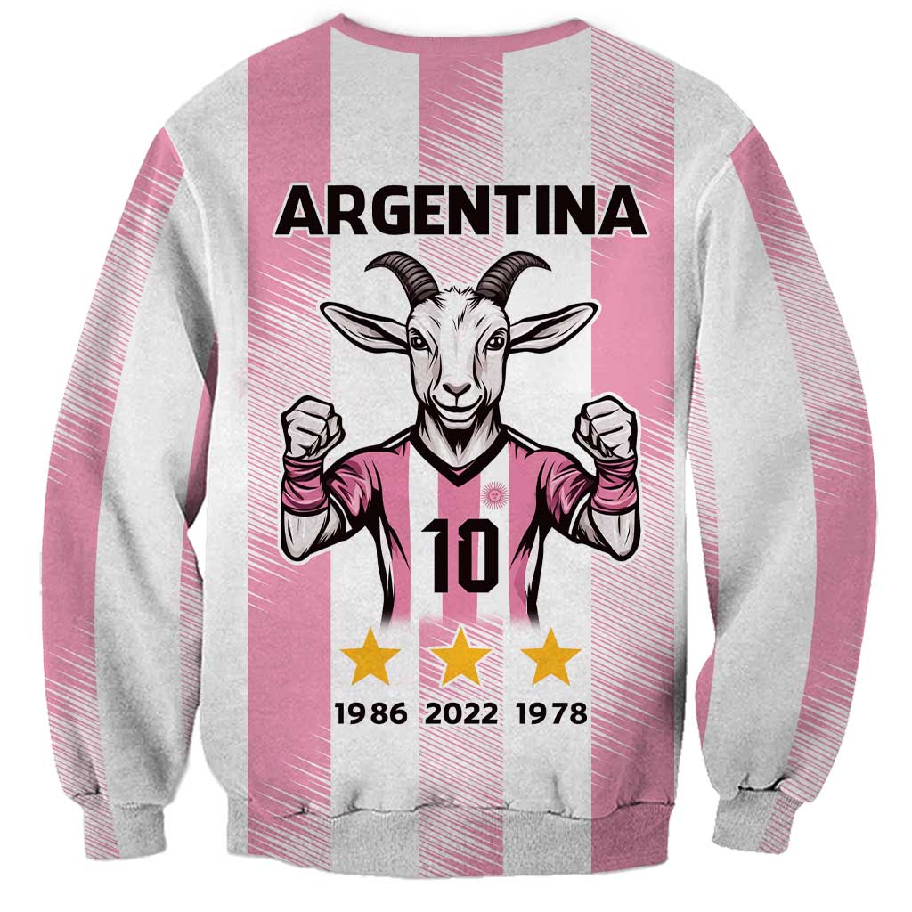 Pink Argentina 10 Goat Sweatshirt History Champions World Cup