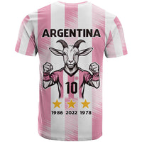 Pink Argentina 10 Goat T Shirt History Champions World Cup
