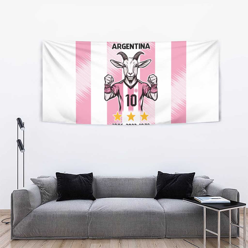 Pink Argentina 10 Goat Tapestry History Champions World Cup