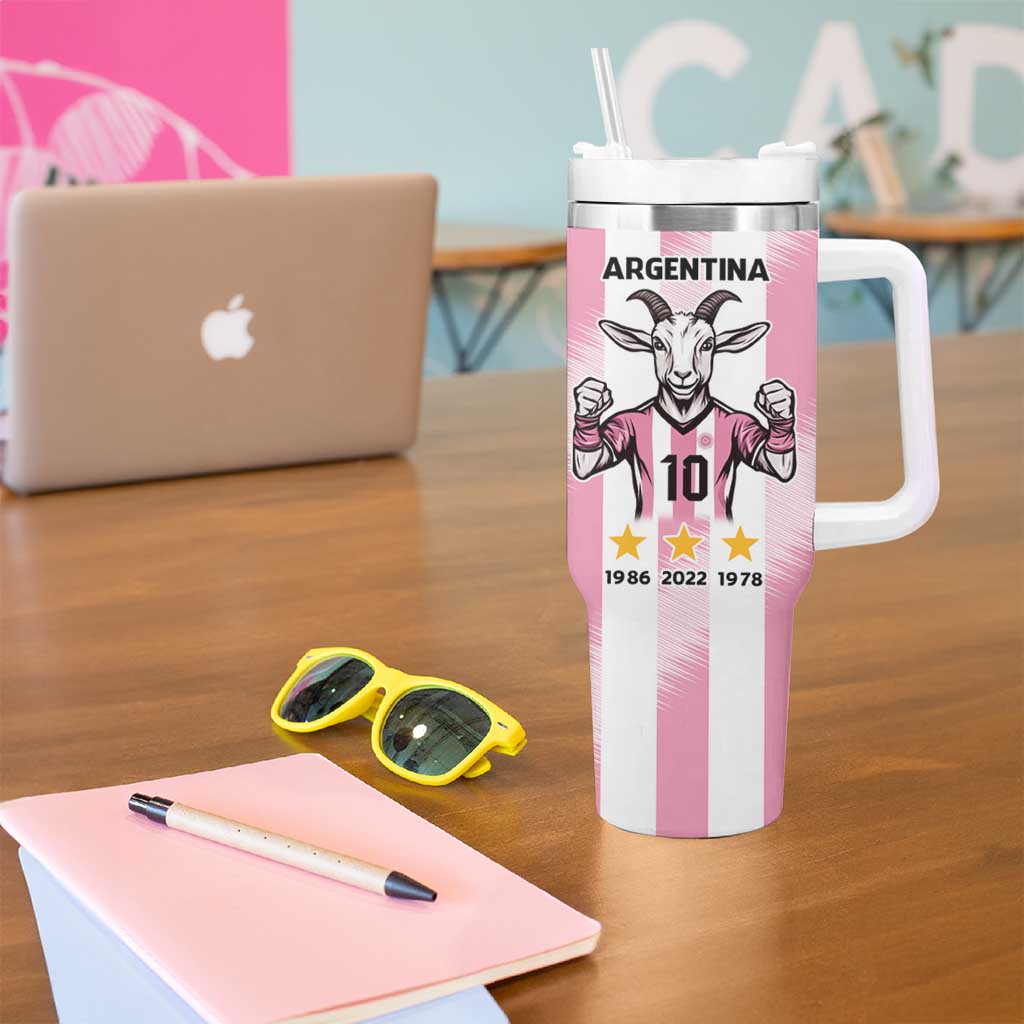 Pink Argentina 10 Goat Tumbler With Handle History Champions World Cup