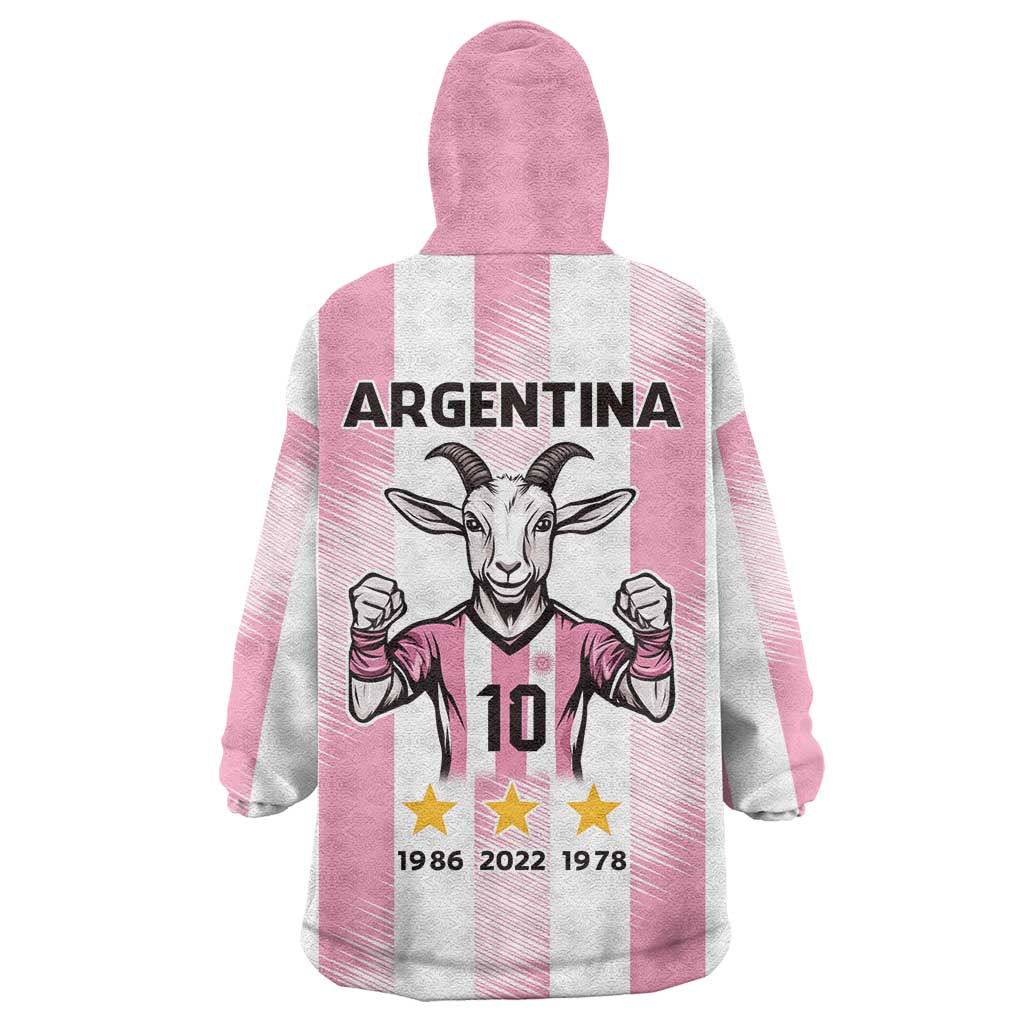 Pink Argentina 10 Goat Wearable Blanket Hoodie History Champions World Cup