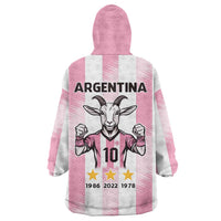 Pink Argentina 10 Goat Wearable Blanket Hoodie History Champions World Cup