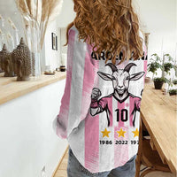 Pink Argentina 10 Goat Women Casual Shirt History Champions World Cup