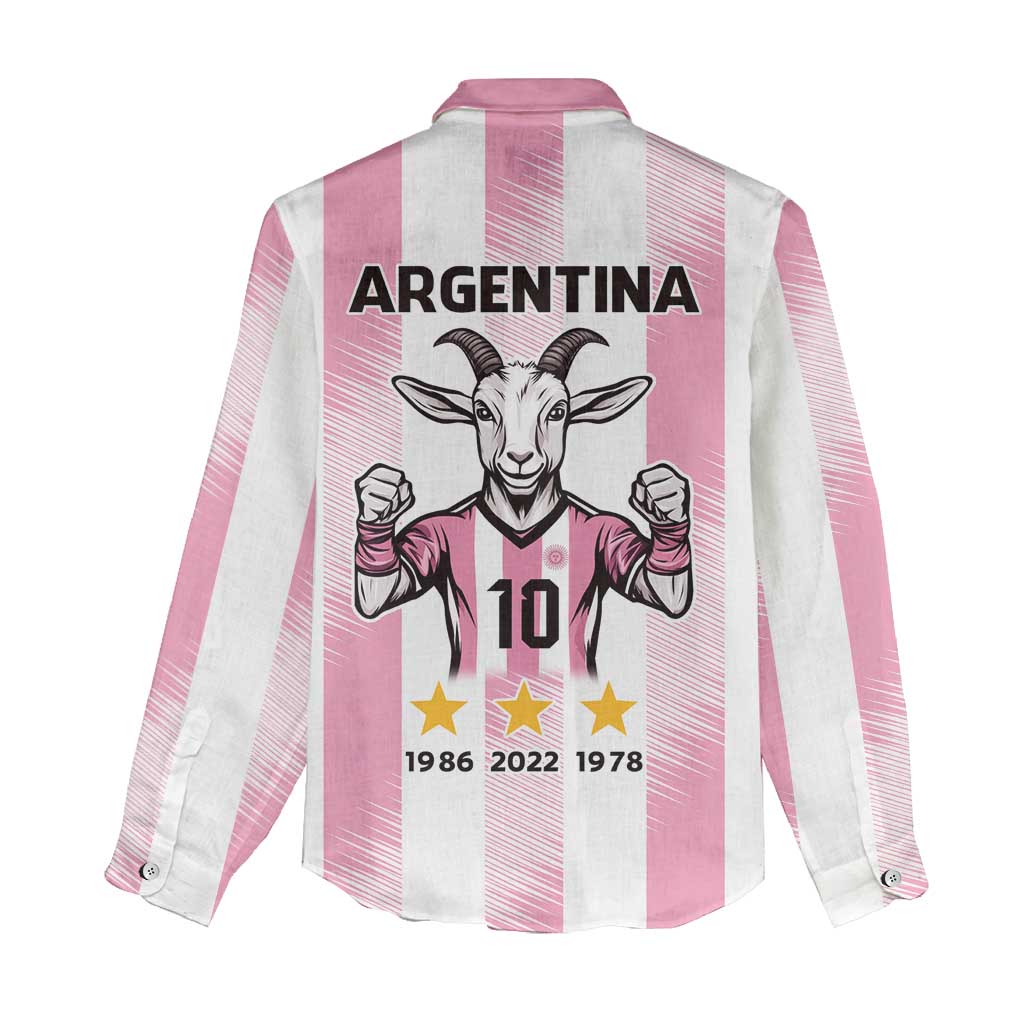 Pink Argentina 10 Goat Women Casual Shirt History Champions World Cup