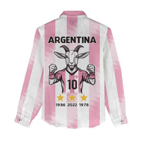 Pink Argentina 10 Goat Women Casual Shirt History Champions World Cup