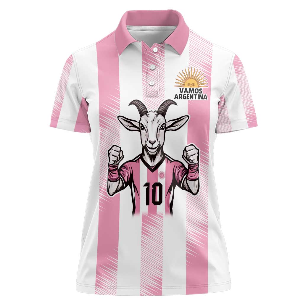 Pink Argentina 10 Goat Women Polo Shirt History Champions World Cup