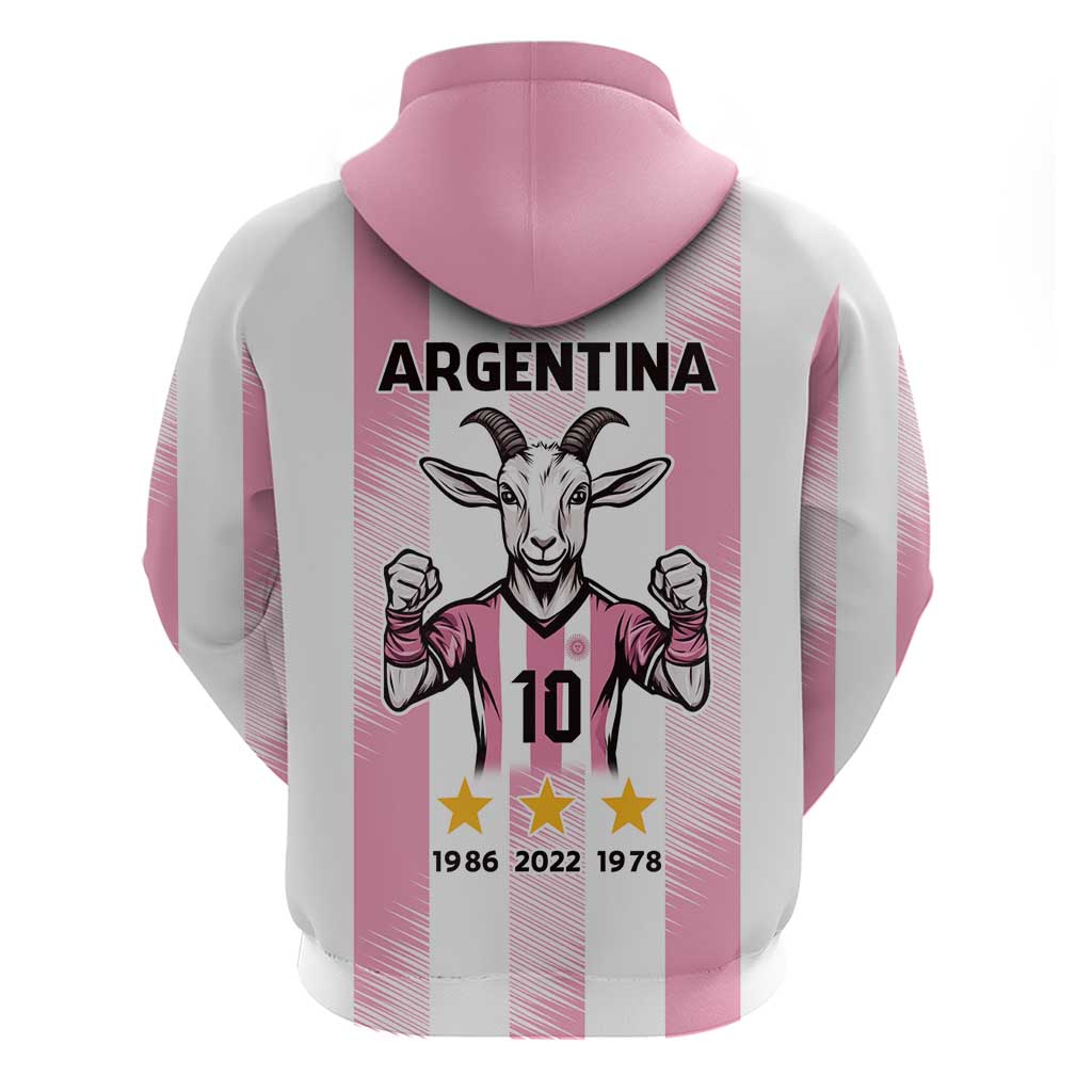 Pink Argentina 10 Goat Zip Hoodie History Champions World Cup