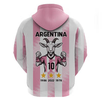 Pink Argentina 10 Goat Zip Hoodie History Champions World Cup