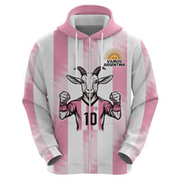 Pink Argentina 10 Goat Zip Hoodie History Champions World Cup