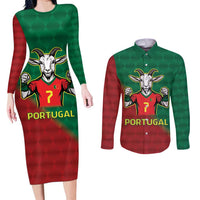 Portugal Seven Goat Flag Colors Couples Matching Long Sleeve Bodycon Dress and Long Sleeve Button Shirt