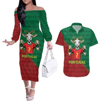 Portugal Seven Goat Flag Colors Couples Matching Off The Shoulder Long Sleeve Dress and Hawaiian Shirt