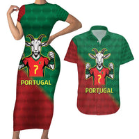 Portugal Seven Goat Flag Colors Couples Matching Short Sleeve Bodycon Dress and Hawaiian Shirt