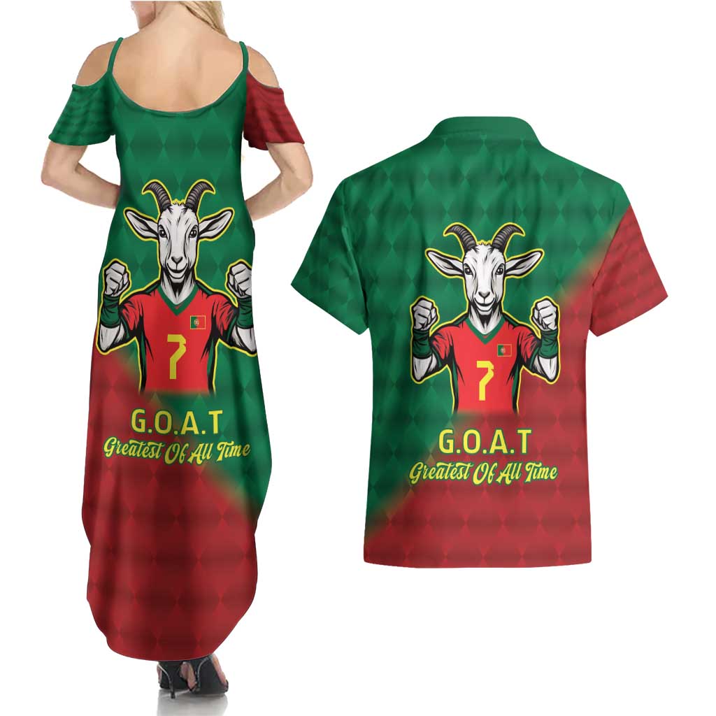 Portugal Seven Goat Flag Colors Couples Matching Summer Maxi Dress and Hawaiian Shirt