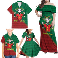 Portugal Seven Goat Flag Colors Family Matching Off Shoulder Maxi Dress and Hawaiian Shirt