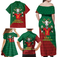 Portugal Seven Goat Flag Colors Family Matching Off Shoulder Maxi Dress and Hawaiian Shirt
