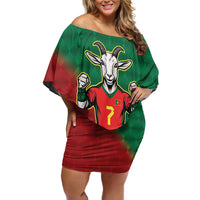 Portugal Seven Goat Flag Colors Family Matching Off Shoulder Short Dress and Hawaiian Shirt