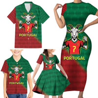 Portugal Seven Goat Flag Colors Family Matching Short Sleeve Bodycon Dress and Hawaiian Shirt