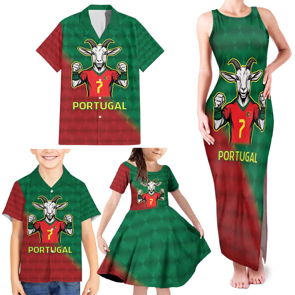 Portugal Seven Goat Flag Colors Family Matching Tank Maxi Dress and Hawaiian Shirt