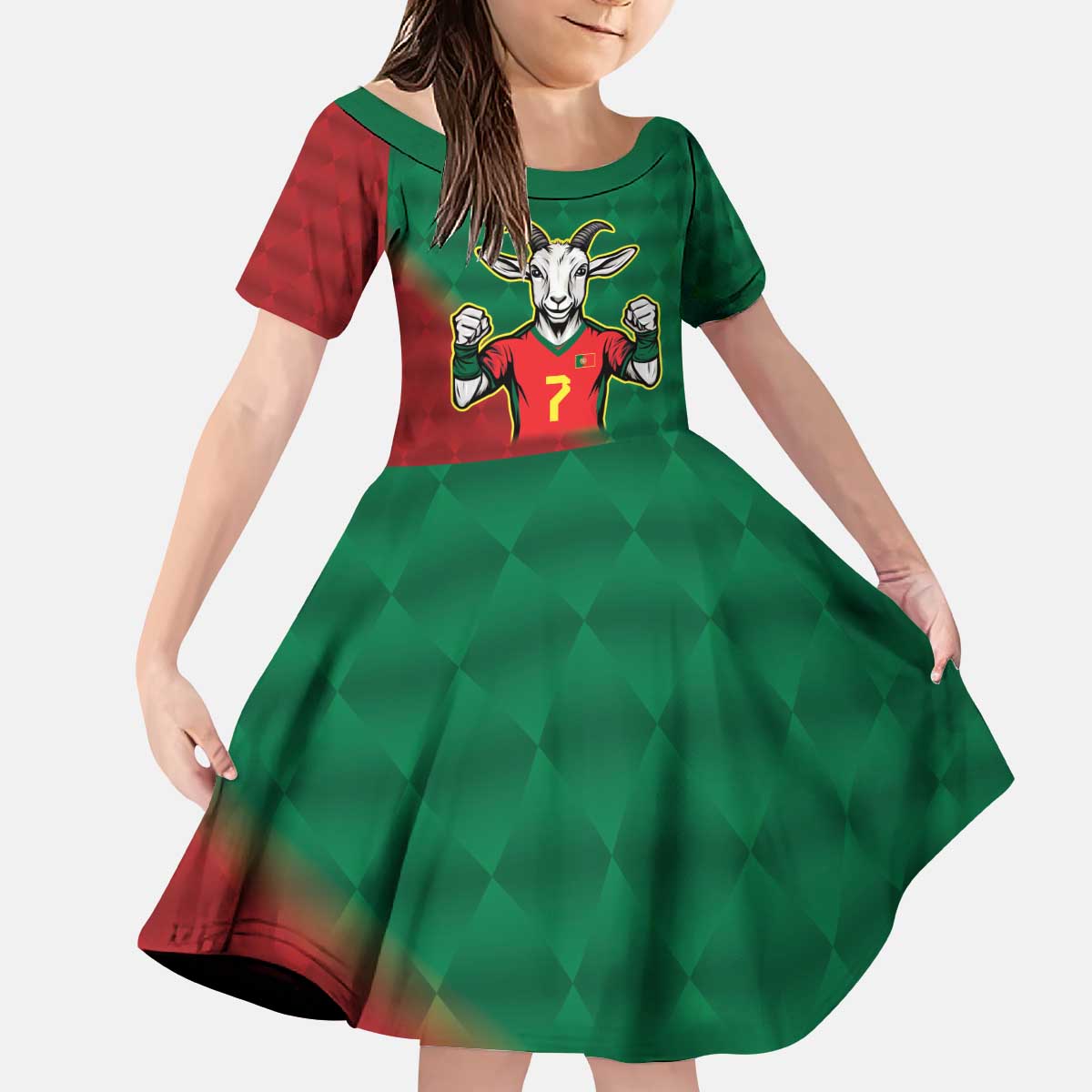 Portugal Seven Goat Flag Colors Kid Short Sleeve Dress