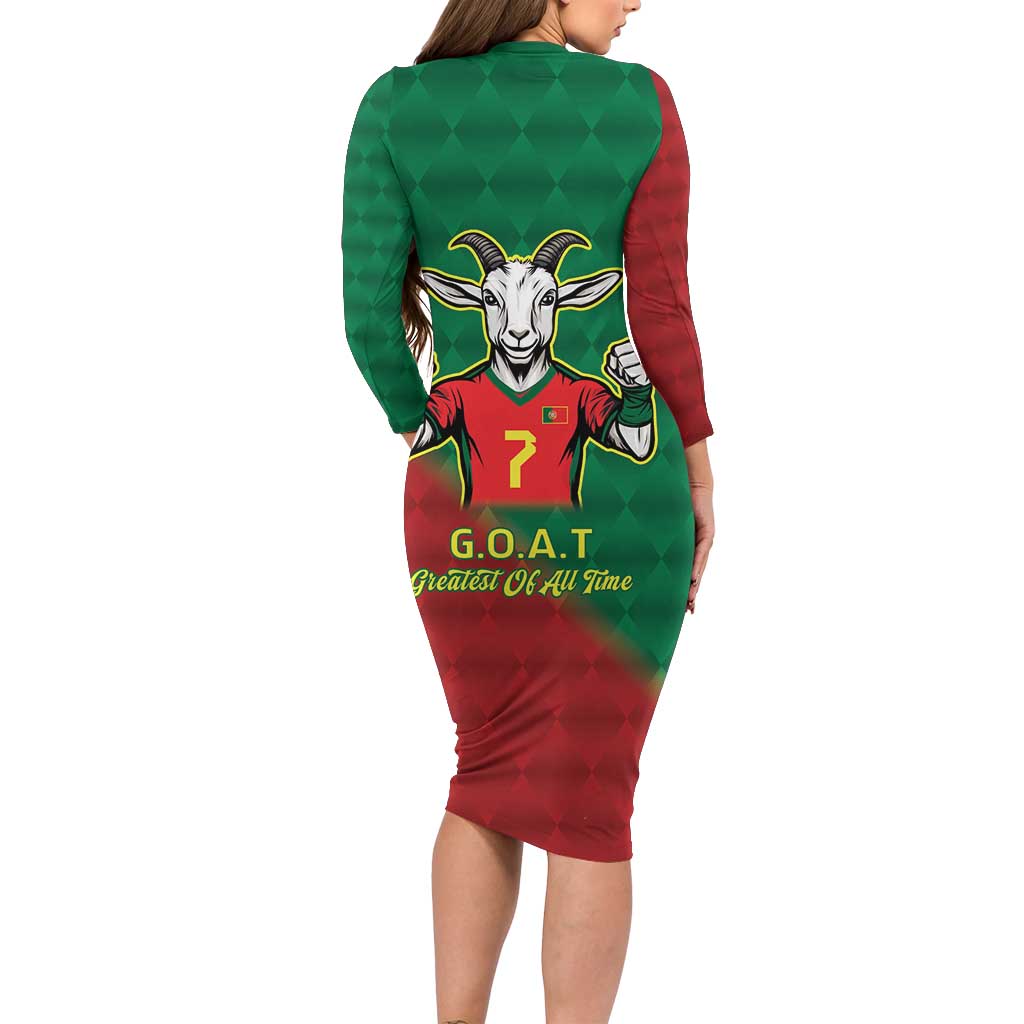 Portugal Seven Goat Flag Colors Long Sleeve Bodycon Dress