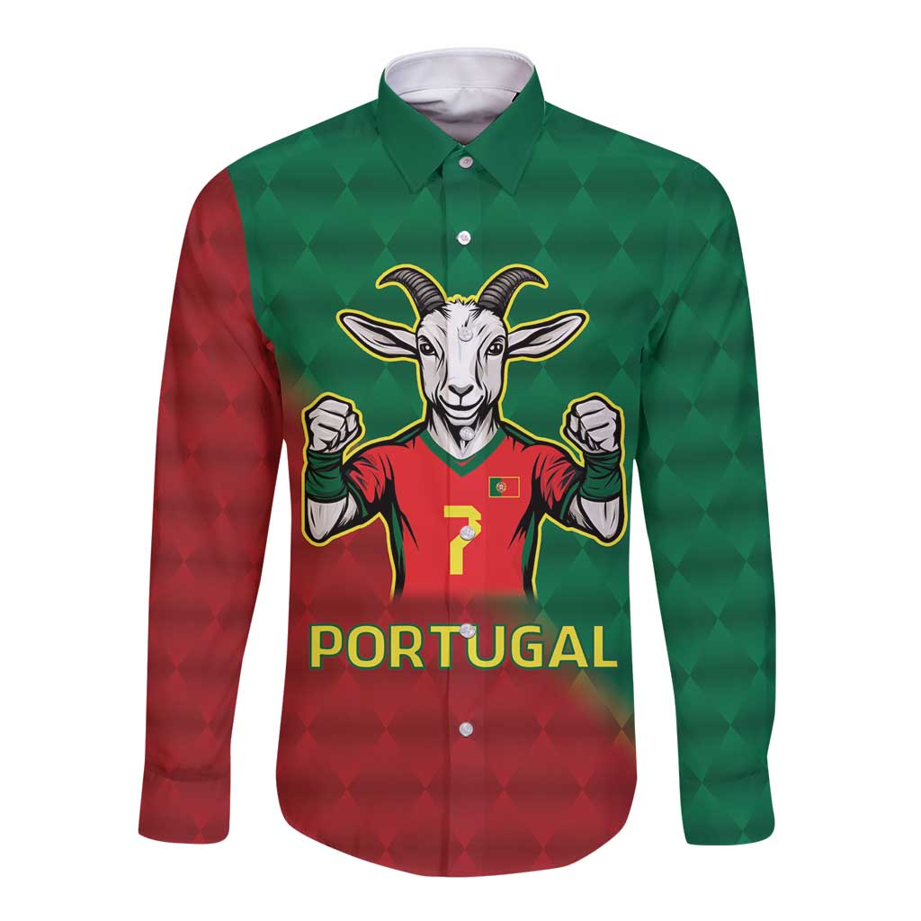 Portugal Seven Goat Flag Colors Long Sleeve Button Shirt