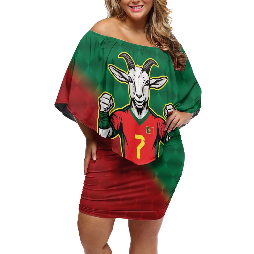 Portugal Seven Goat Flag Colors Off Shoulder Short Dress
