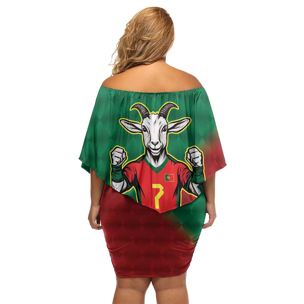 Portugal Seven Goat Flag Colors Off Shoulder Short Dress