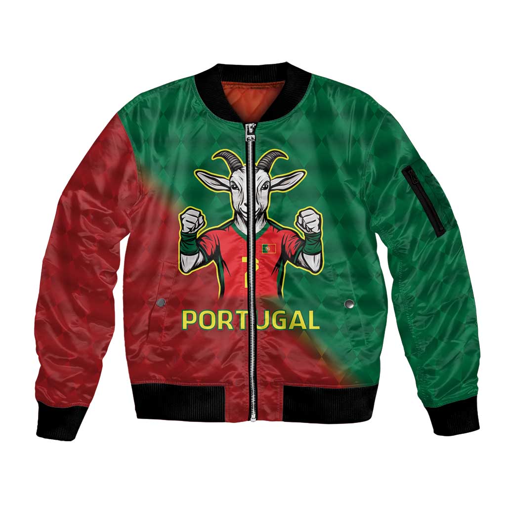 Portugal Seven Goat Flag Colors Sleeve Zip Bomber Jacket
