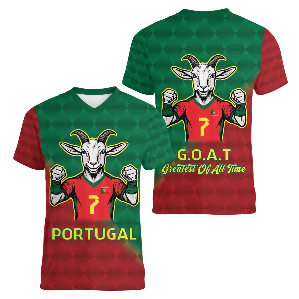 Portugal Seven Goat Flag Colors Women V-Neck T-Shirt